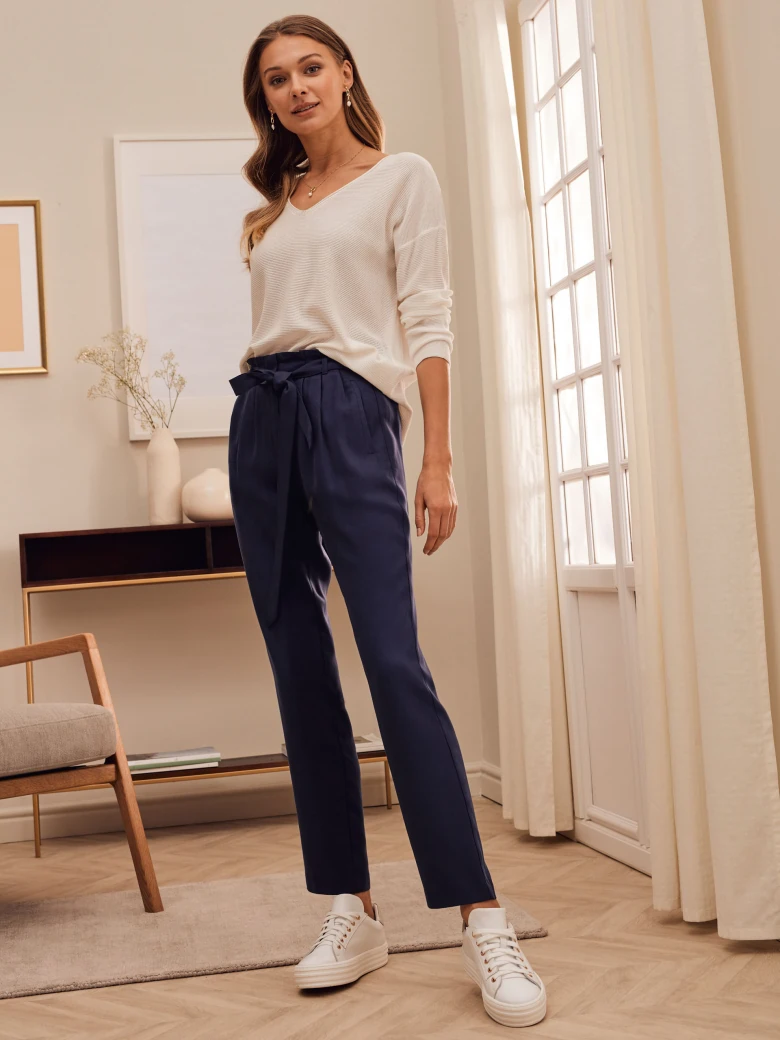 NAVY BLUE PANTS WITH TIE