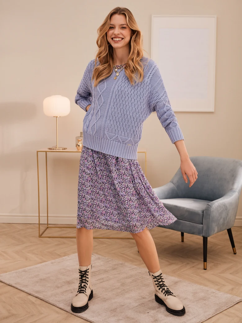 VIOLET SWEATER WITH CHECKERED WEAVE