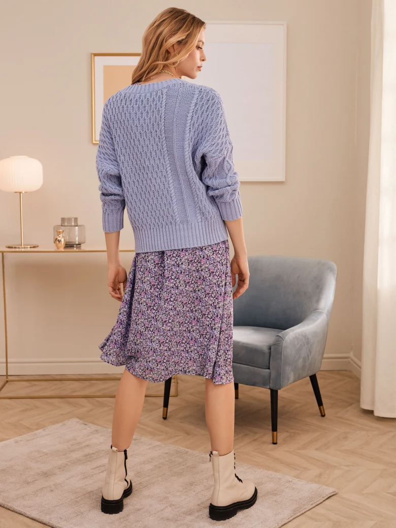 VIOLET SWEATER WITH CHECKERED WEAVE