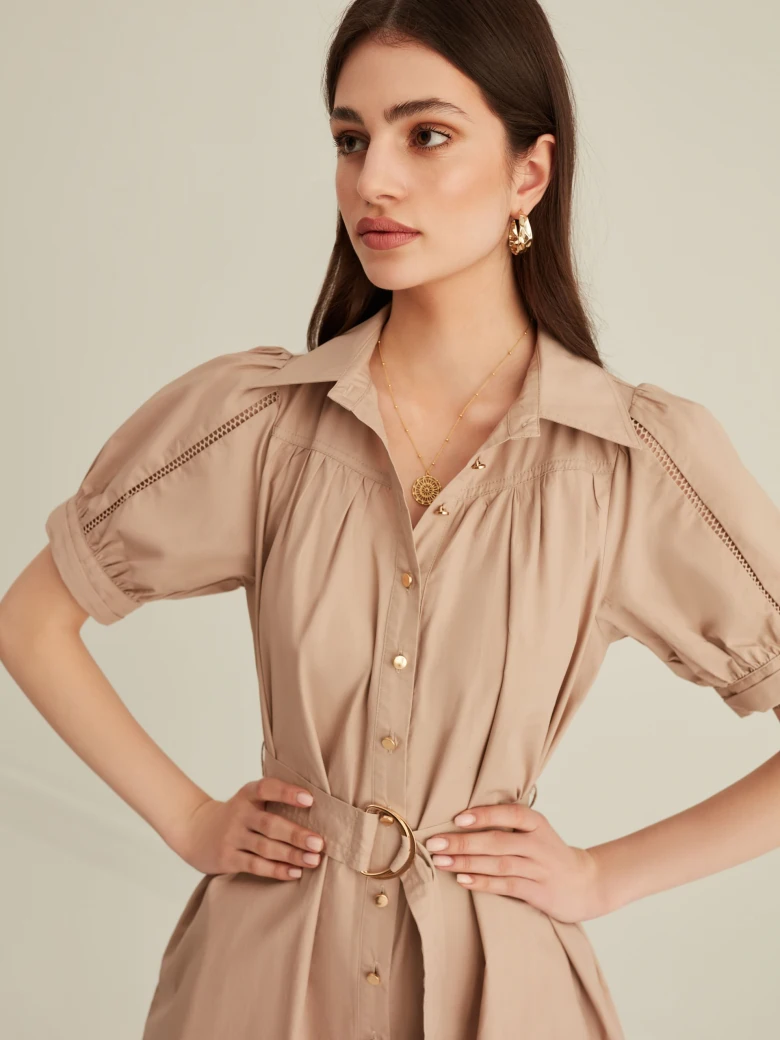 BEIGE DRESS WITH BELT