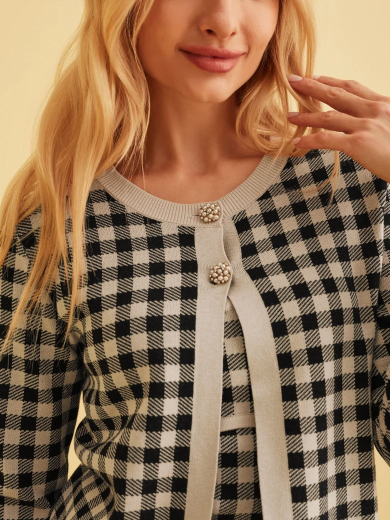 BLACK AND WHITE CHECKED DRESS