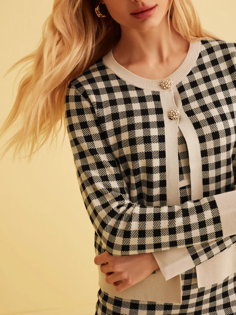 BLACK AND WHITE CHECKED DRESS