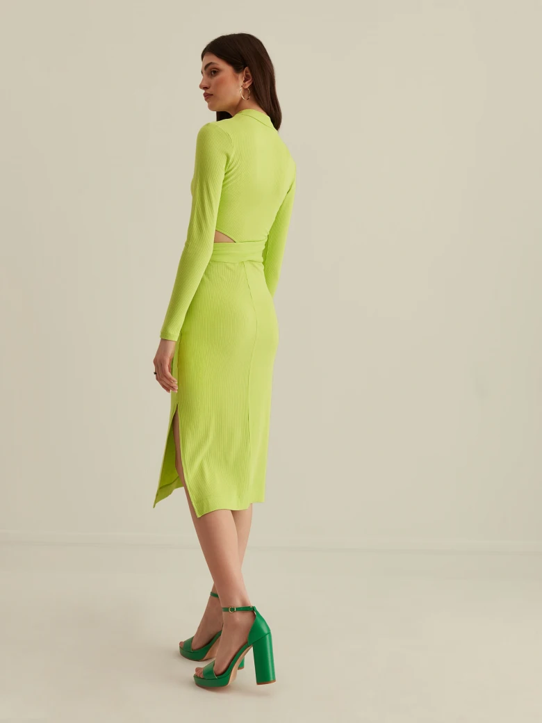 KNITTED DRESS IN LIME COLOR