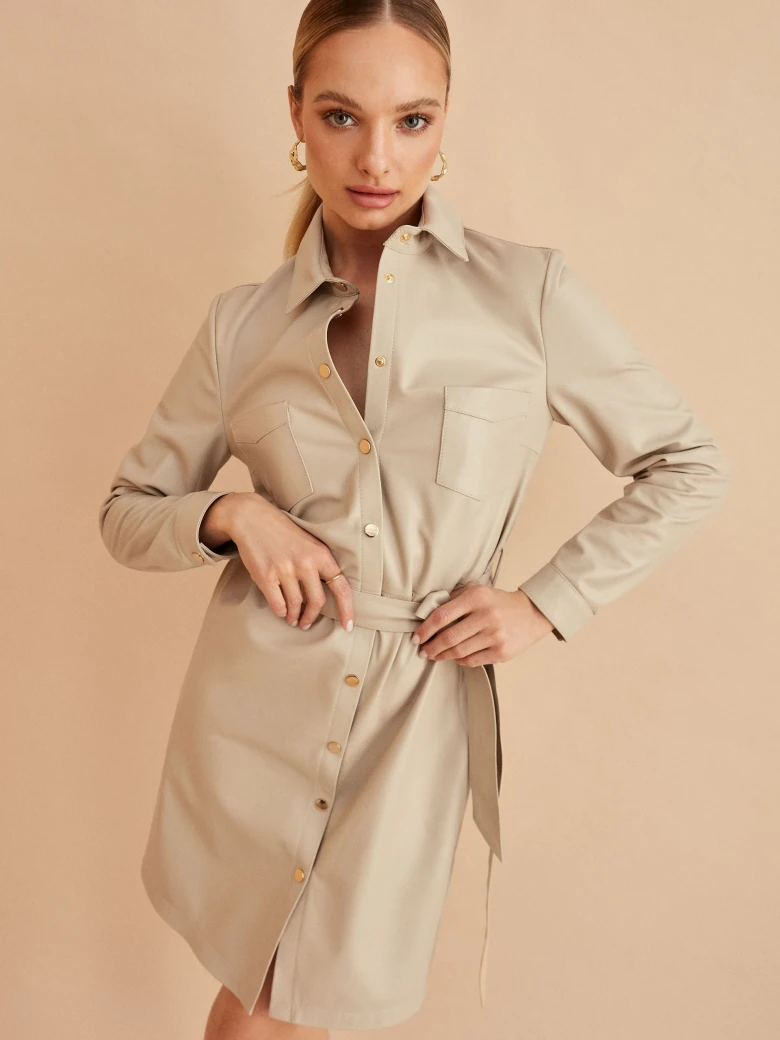 BEIGE LEATHER DRESS
