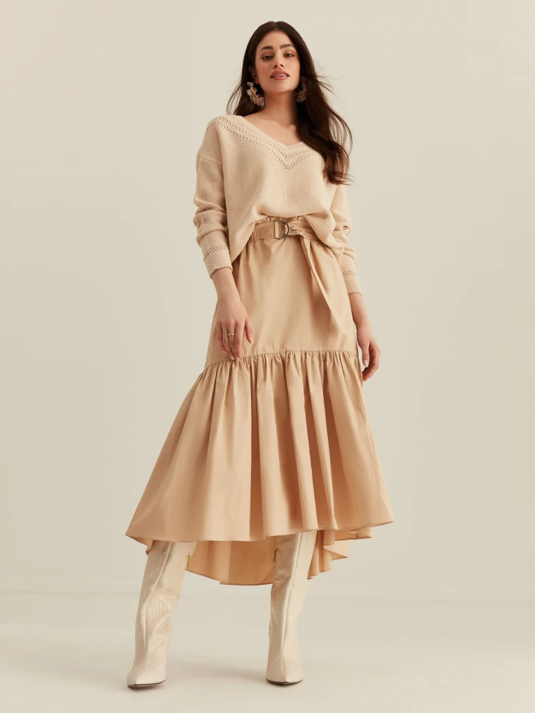 BEIGE SKIRT WITH RUFFLE