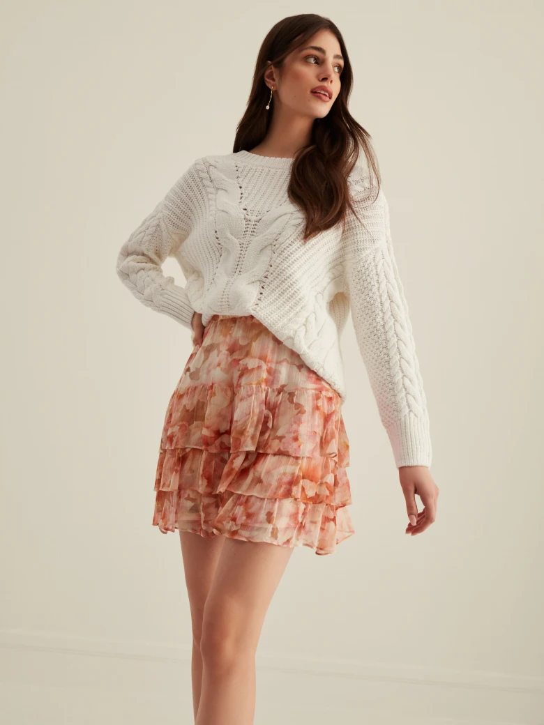 FLORAL VISCOSE SKIRT