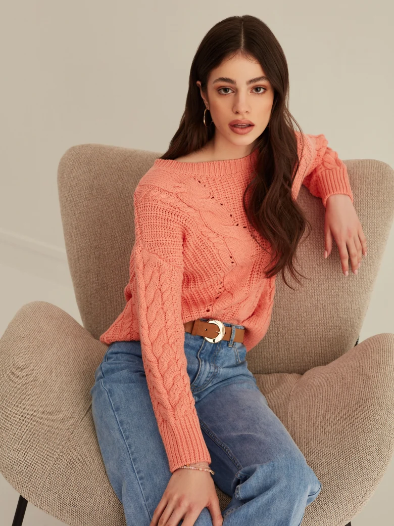 CABLE-KNIT SWEATER