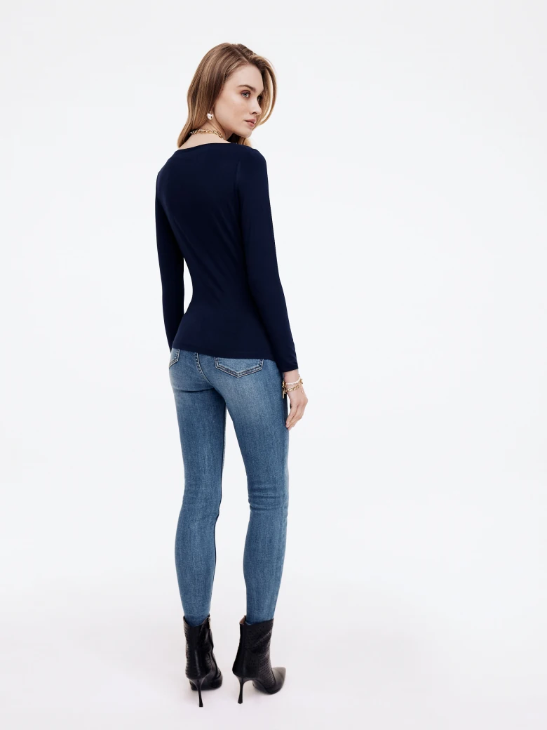 Navy blue blouse in stretch modal