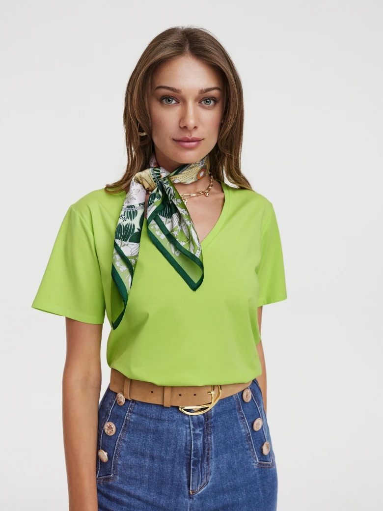 Lime blouse with short sleeves