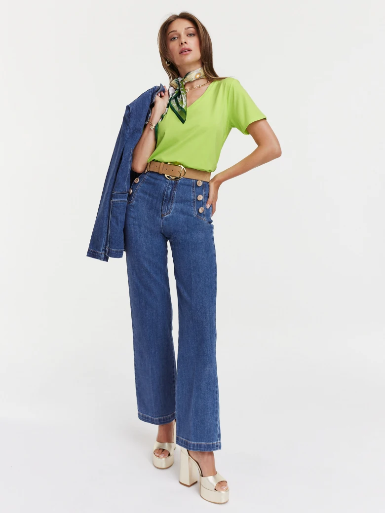 Lime blouse with short sleeves