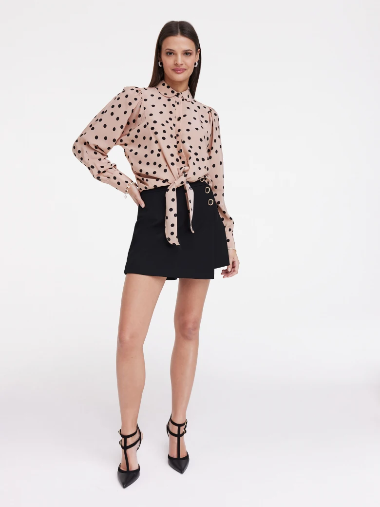 Powder pink shirt with black peas