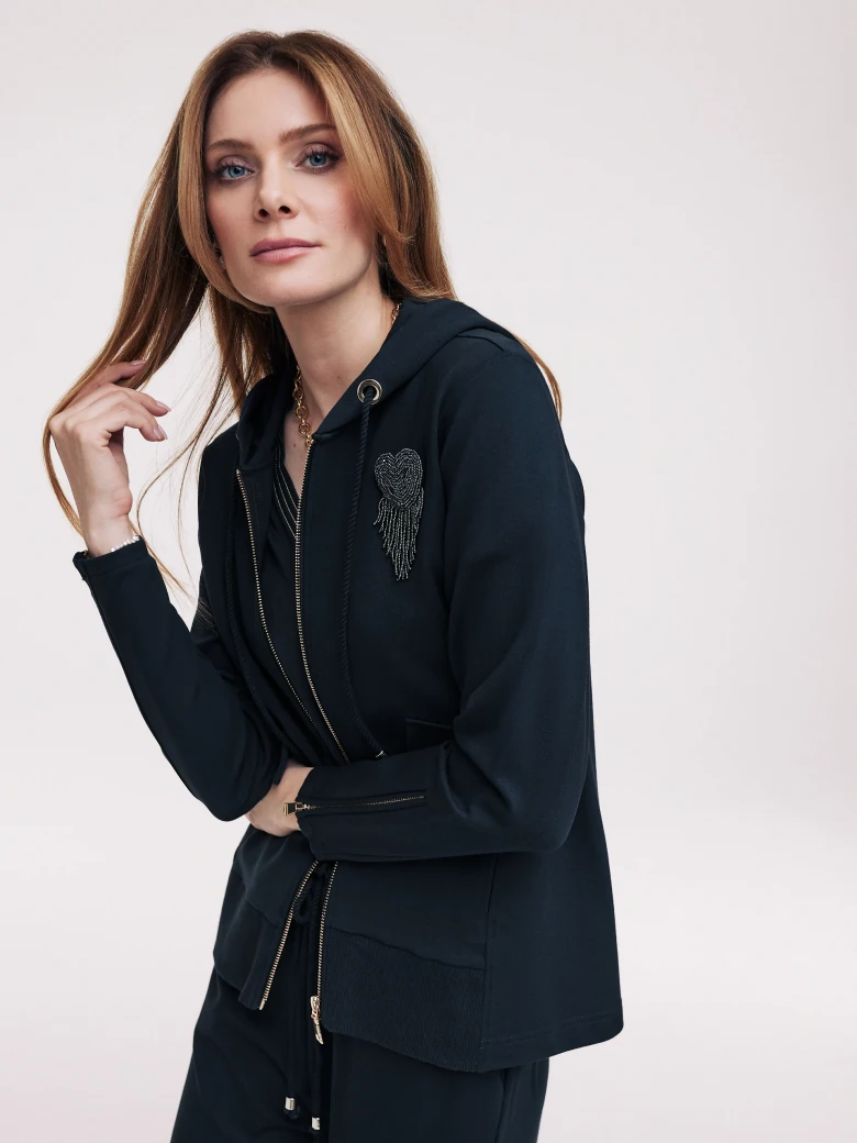 Navy blue zip-up hoodie