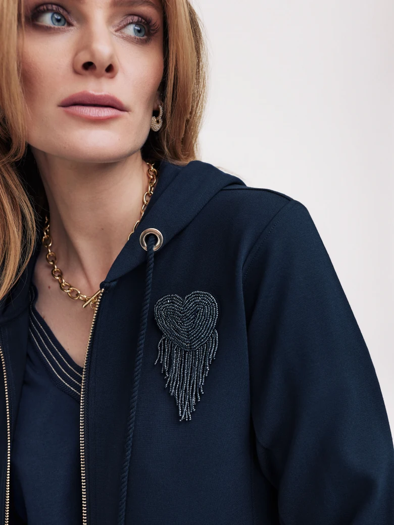 Navy blue zip-up hoodie