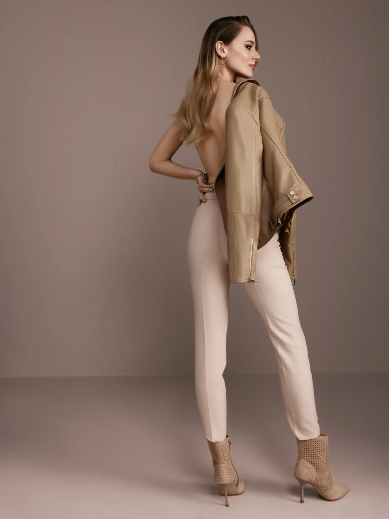 Classic beige leather ramon jacket
