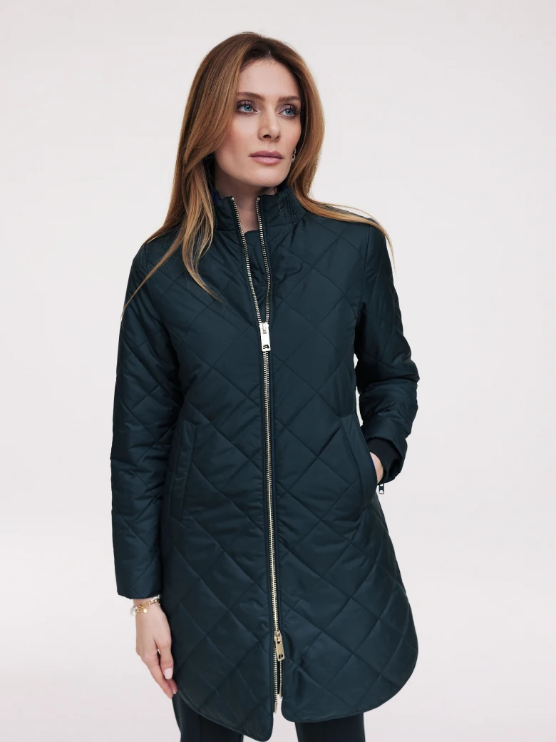 Navy blue quilted transitional coat