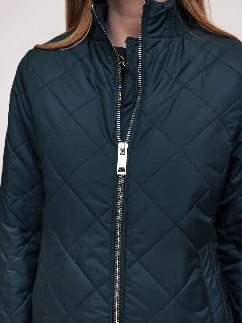 Navy blue quilted transitional coat