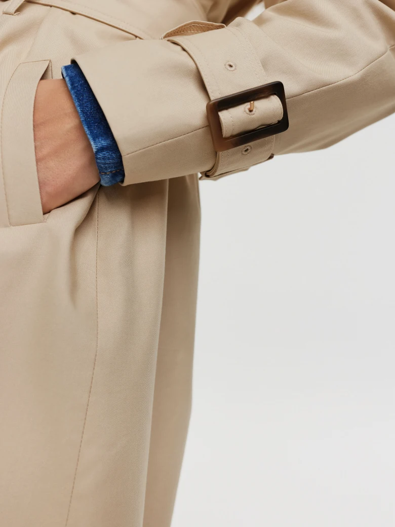 Beige cotton and tencel trench