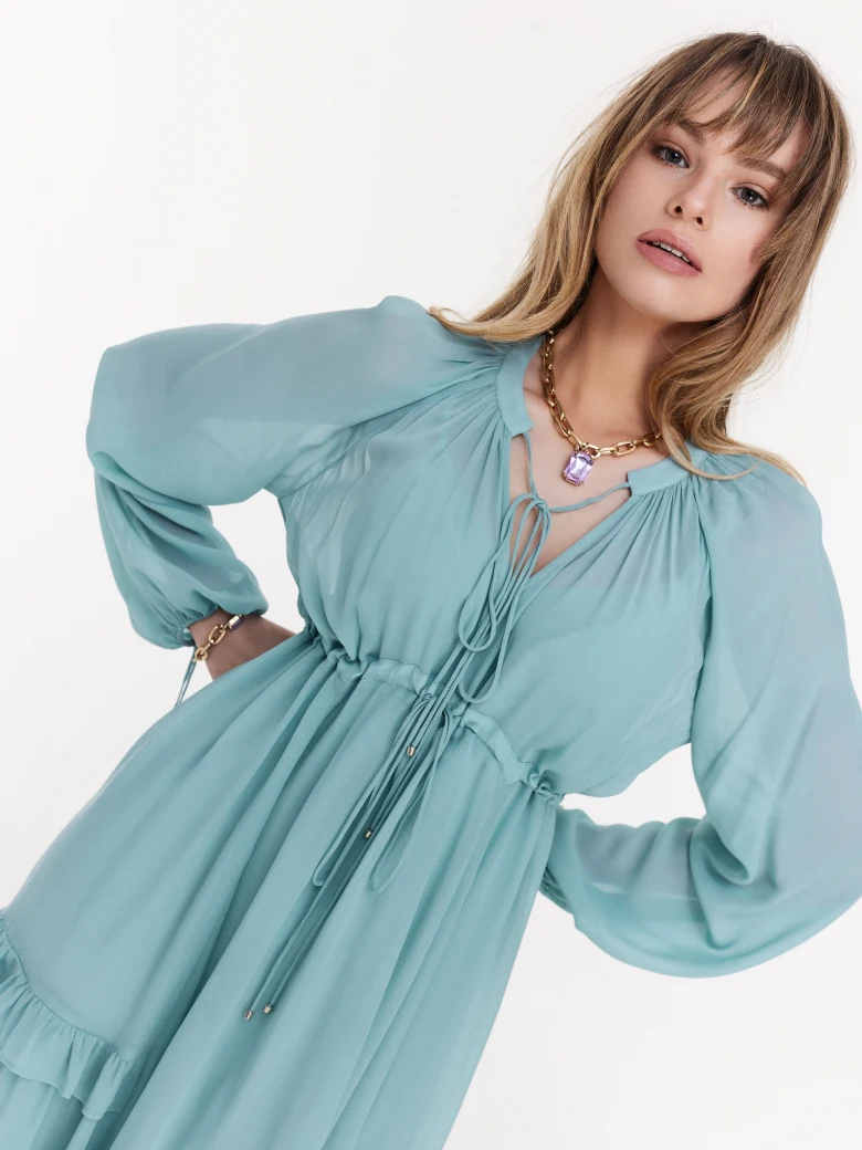 Turquoise viscose midi dress
