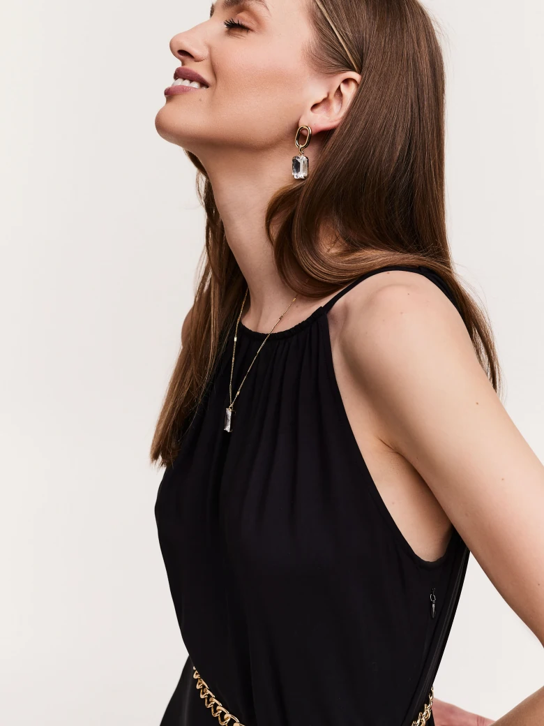 Black dress with halter neckline