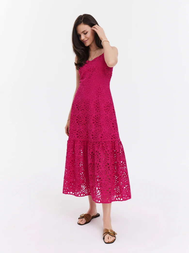 Pink openwork midi dress