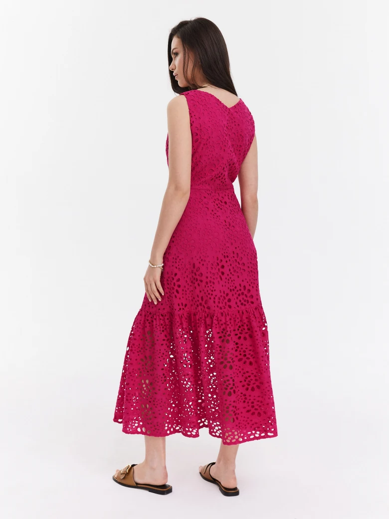 Pink openwork midi dress