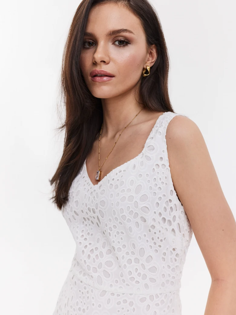 White openwork midi dress