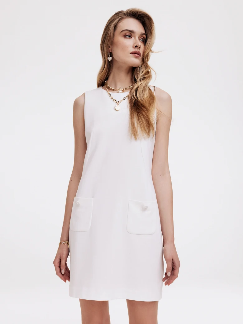 Straight white sleeveless dress