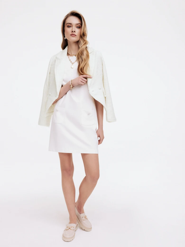 Straight white sleeveless dress
