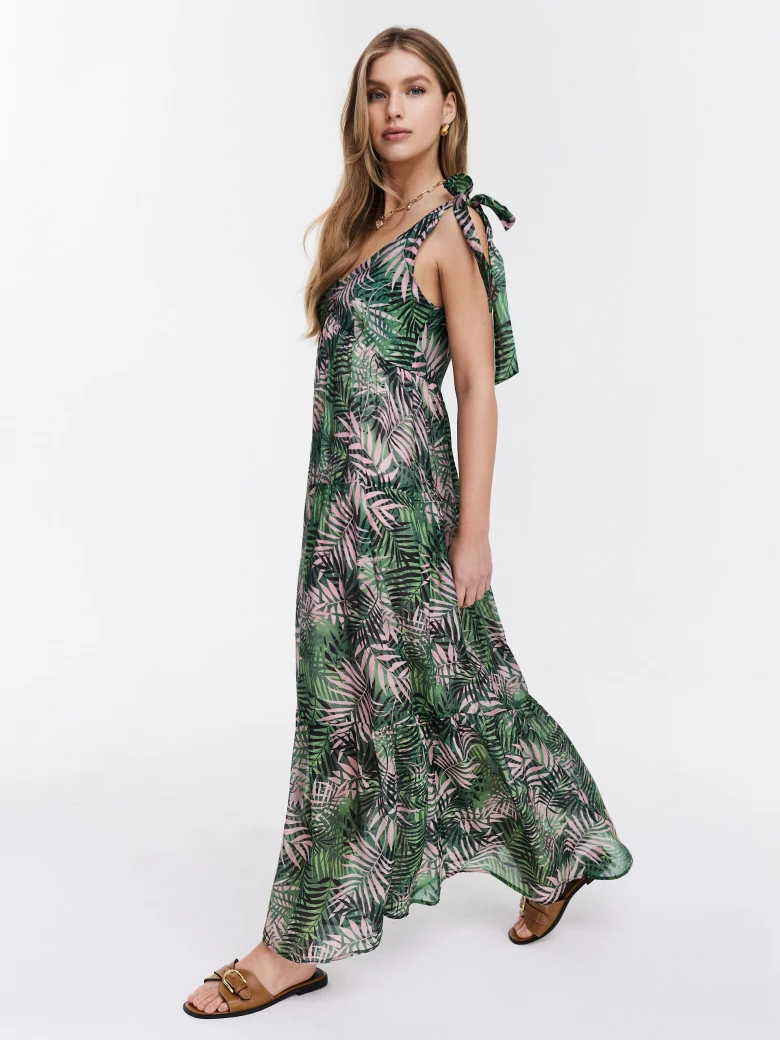 Floral patterned blown-out dress