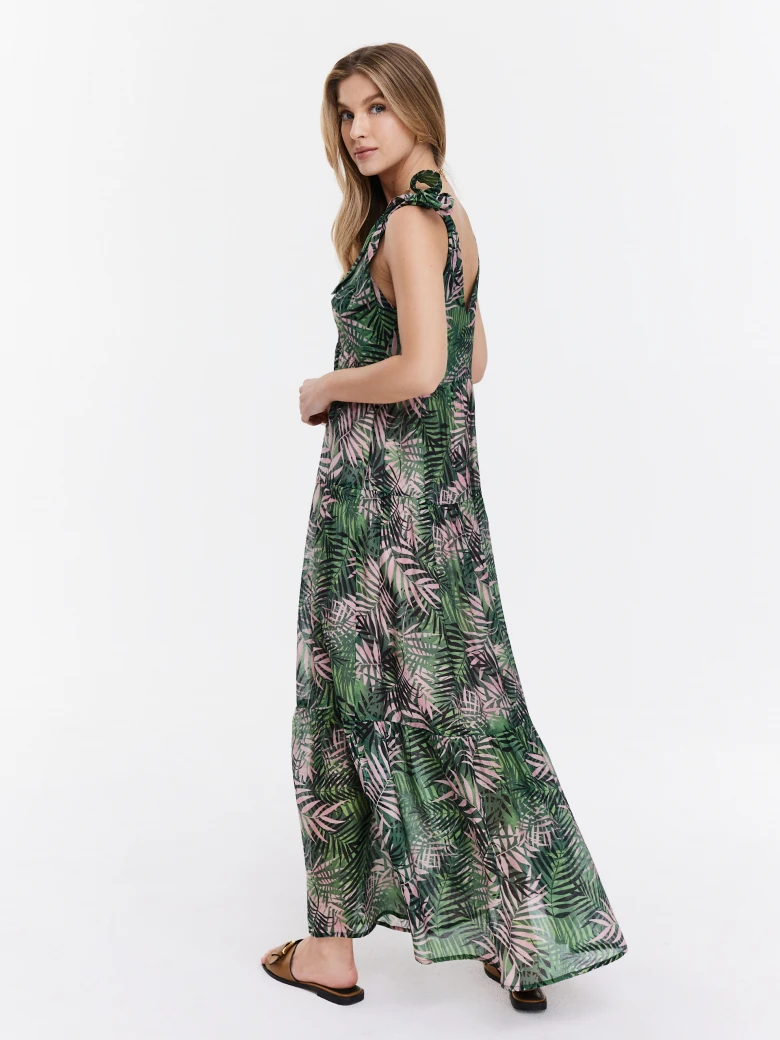 Floral patterned blown-out dress