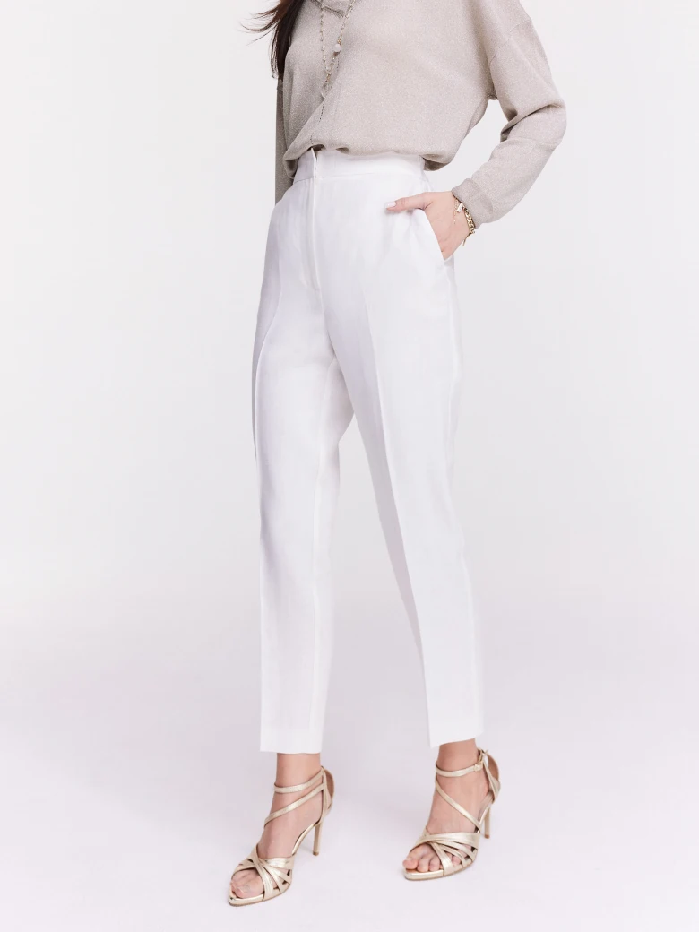 Linen white high-waisted pants