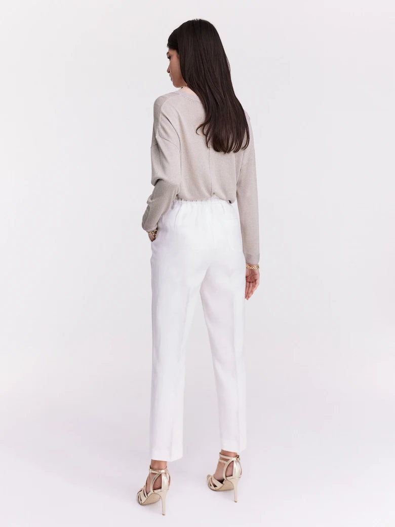 Linen white high-waisted pants