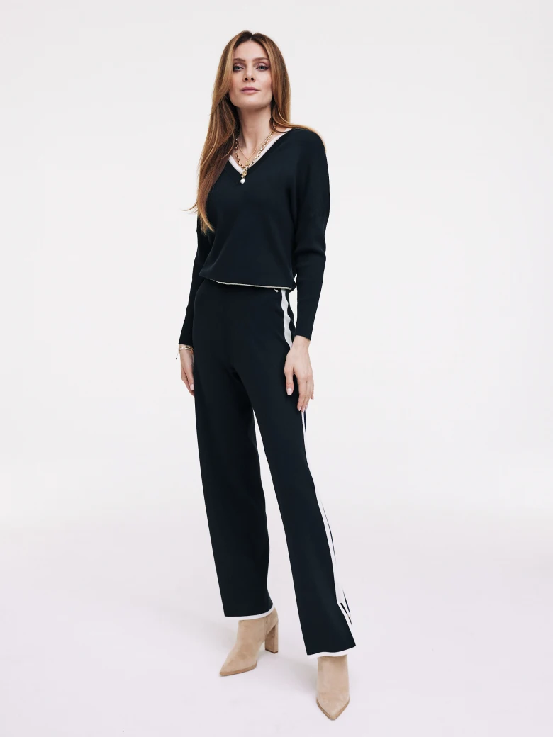 Navy blue pants with piping