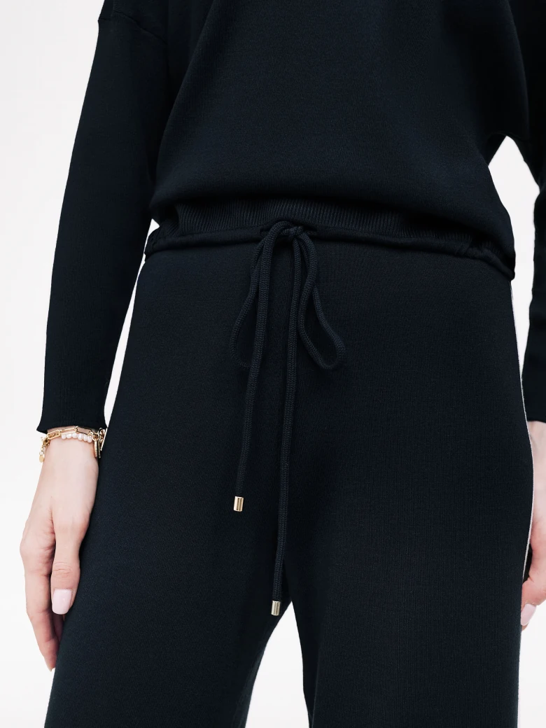 Navy blue pants with piping
