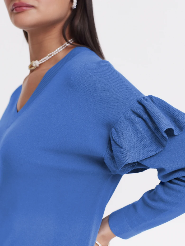 Cornflower sweater with ruffles