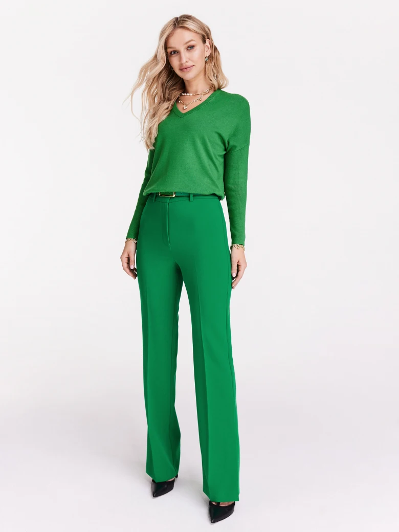 Green sweater with a heart neckline