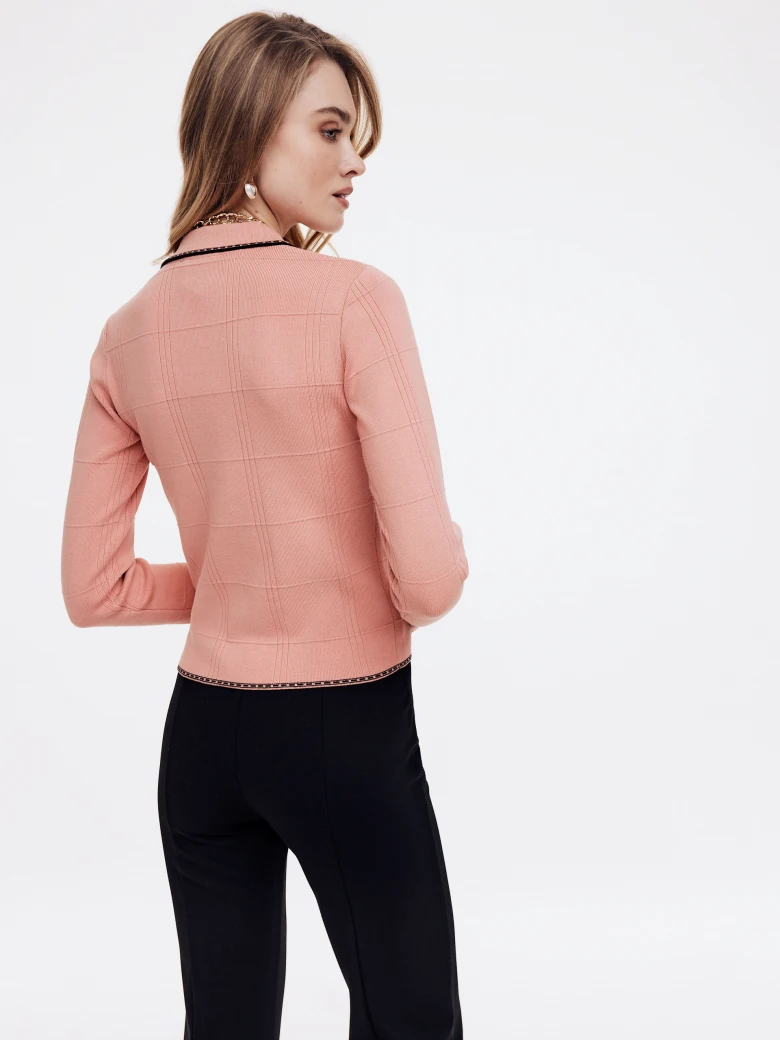 Pink sweater with collar and buttons