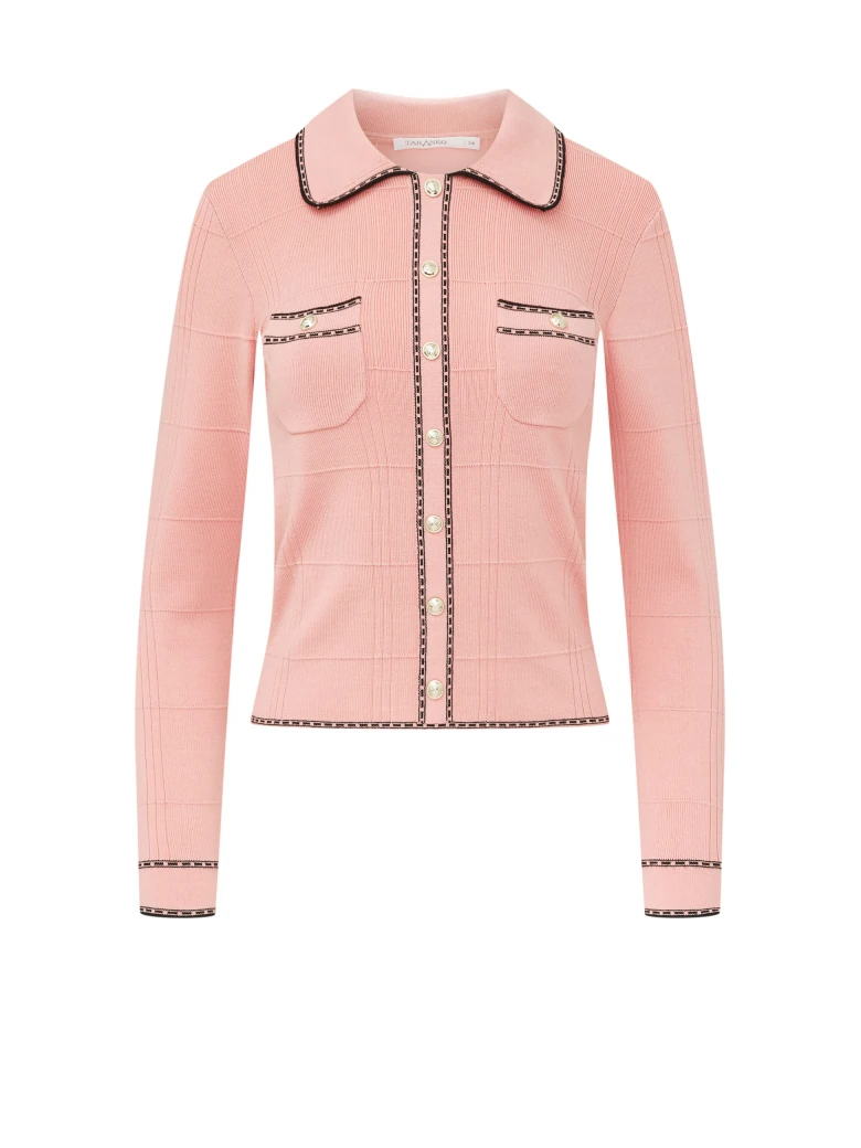 Pink sweater with collar and buttons