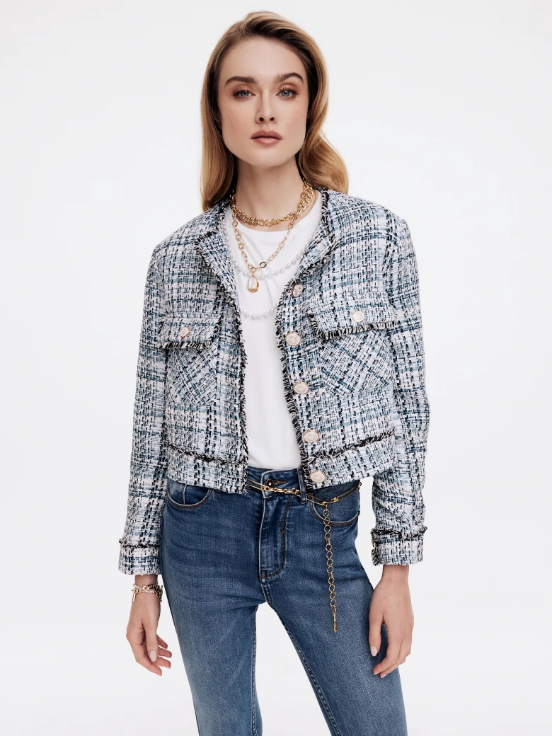 Boxy boucle knit jacket