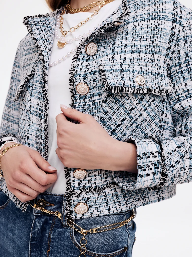 Boxy boucle knit jacket