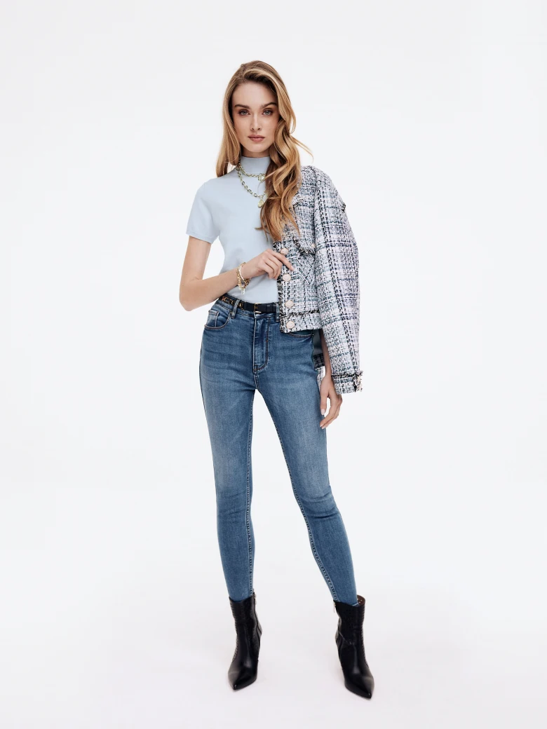 Boxy boucle knit jacket