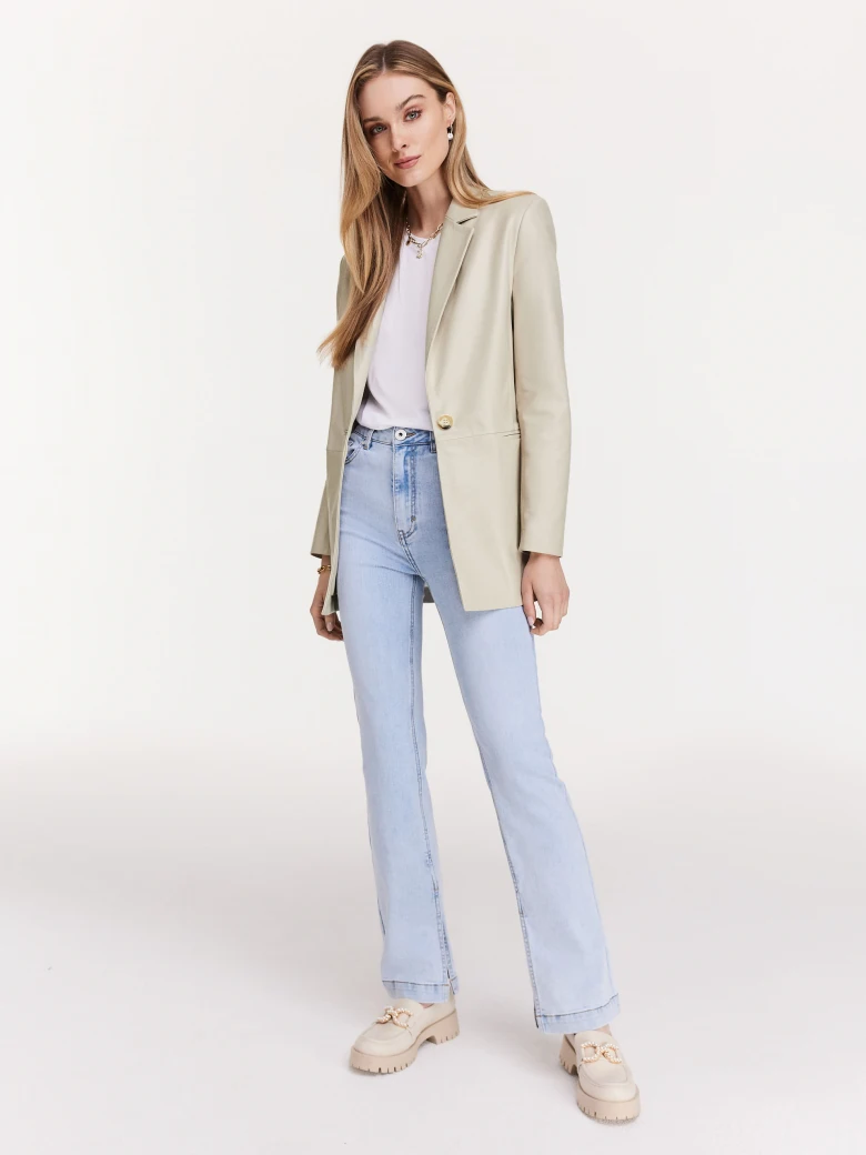 Beige natural leather jacket