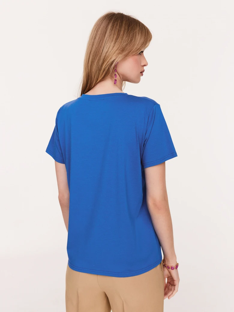 Short sleeve blouse in cornflower color