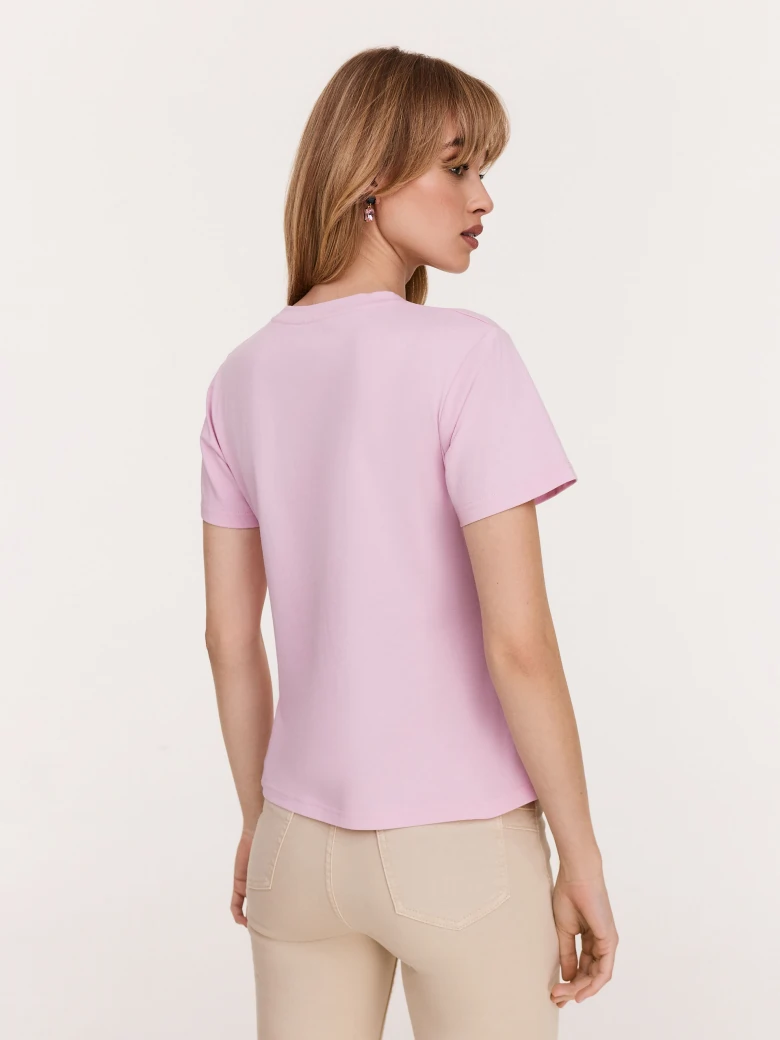 Pink cotton blouse decorated with crystals