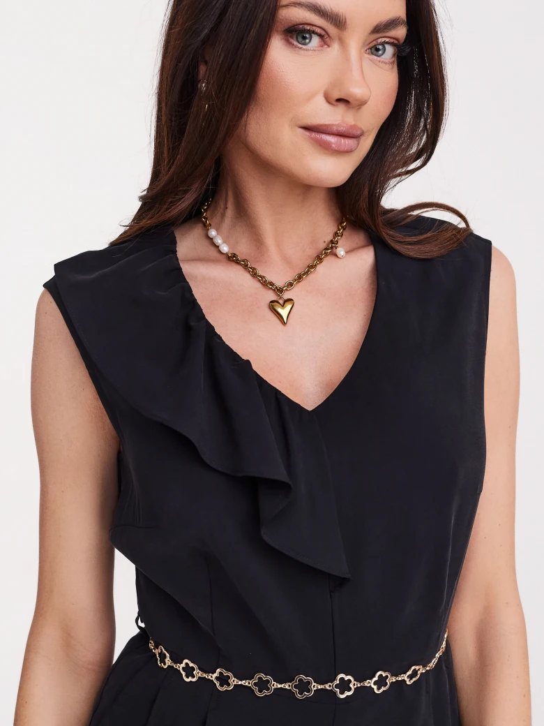 Black jumpsuit with ruffle
