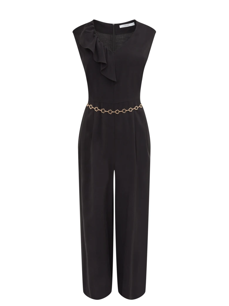 Black jumpsuit with ruffle