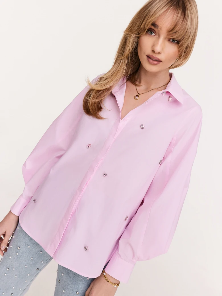 Light pink oversize shirt with crystals