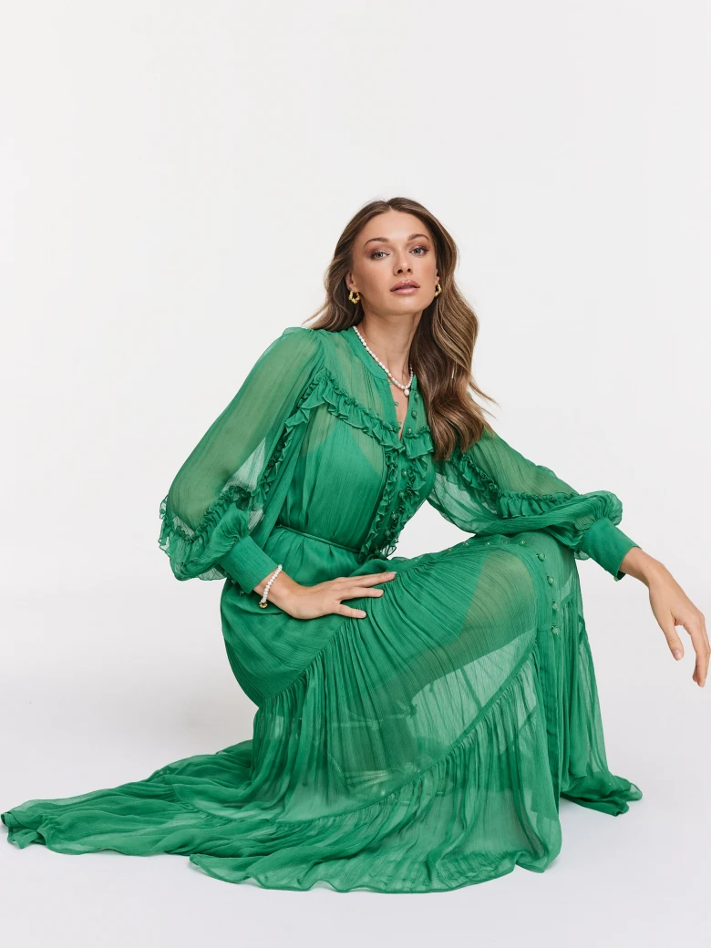 Green dress with ruffles