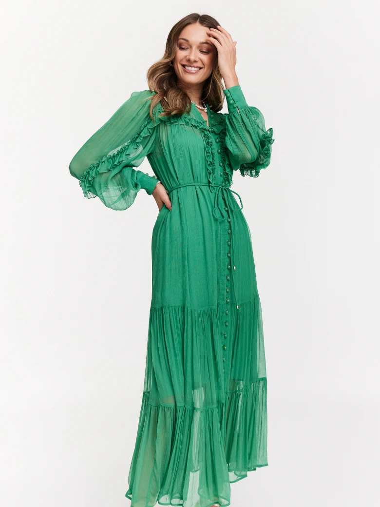 Green dress with ruffles