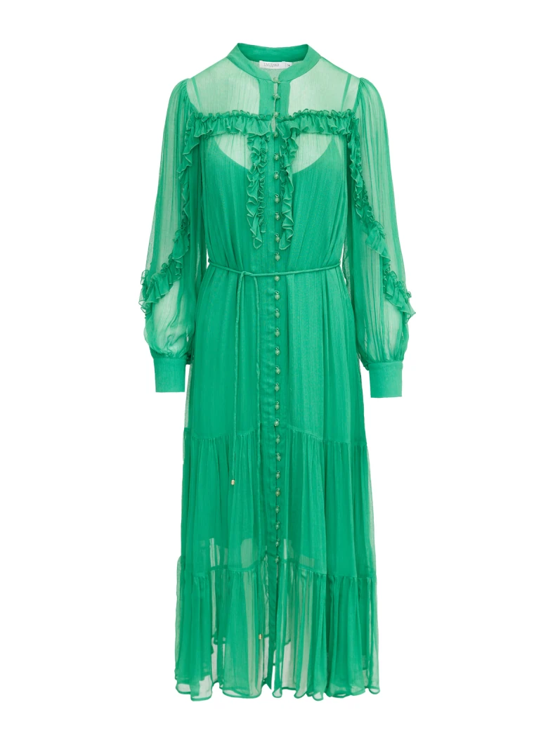 Green dress with ruffles